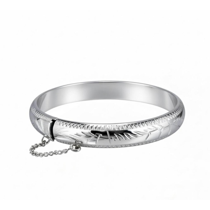 Pulsera  media Caña Labrada en Plata...