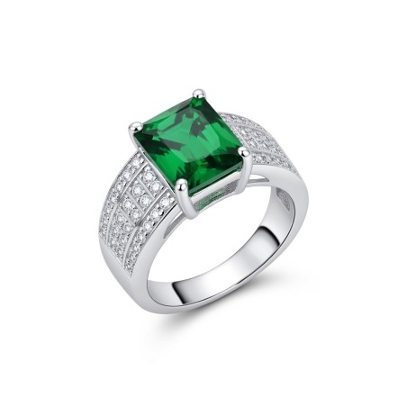 SORTIJA PLATA  DE LEY CIRCONITAS ESMERALDA