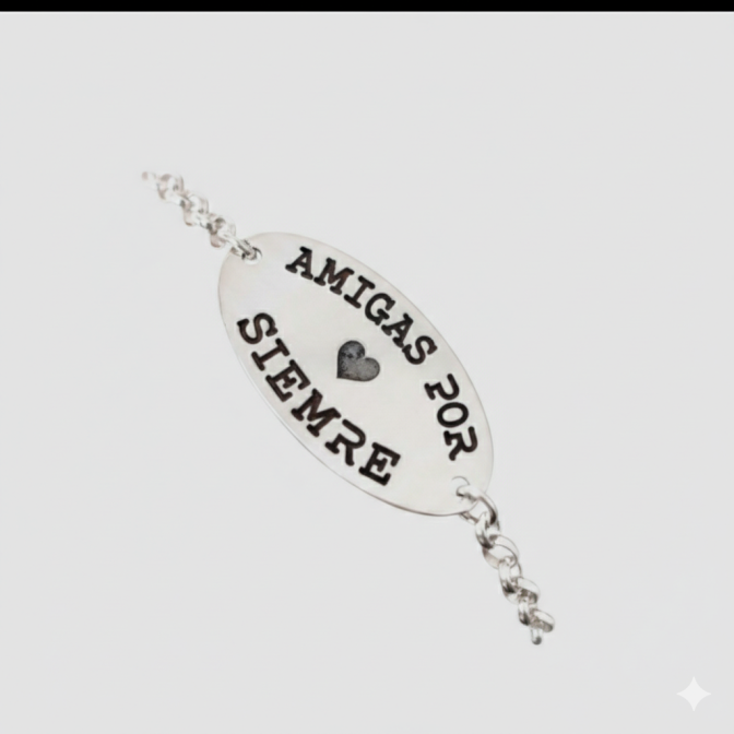 Pulsera plata Amigas por...