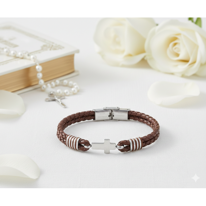Pulsera Acero y Cuero...