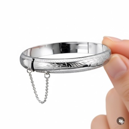 PULSERA CAÑA PLATA DE LEY LAPIDADA 9MM - 60MM