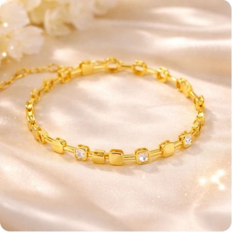 PULSERA PLATA DE LEY CHAPADA EN ORO CON CIRCONITAS