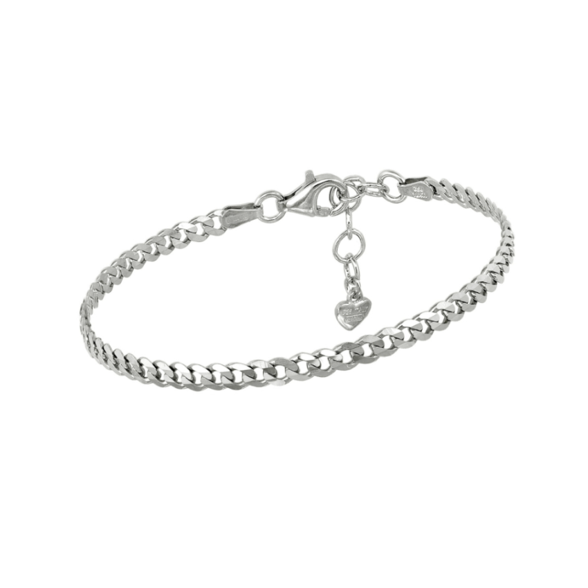 Pulsera Plata de Ley Barbada con Corazón