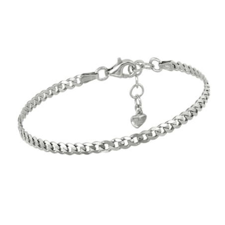 Pulsera Plata de Ley Barbada con Corazón