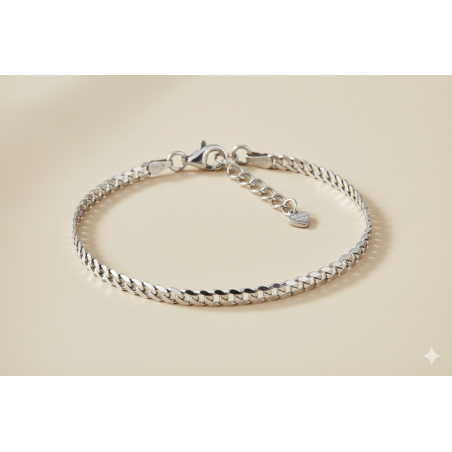Pulsera Plata de Ley Barbada con Corazón
