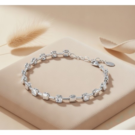 Pulsera Plata de Ley con Eslabones Cuadrados