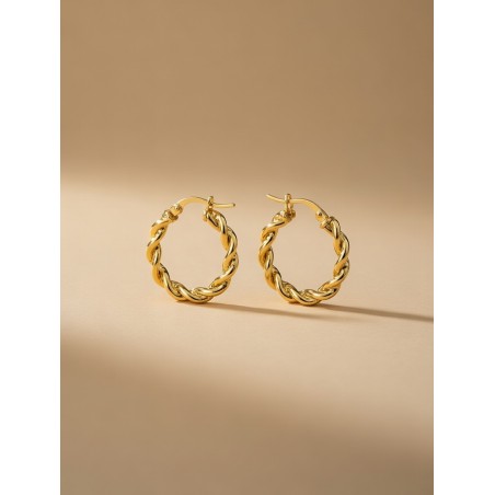 Aros Plata de Ley 925 Trenzados 20mm con Baño de Oro 18kt