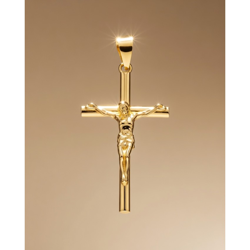 CRUZ PLATA DE LEY CHAPADA EN ORO 30x18mm