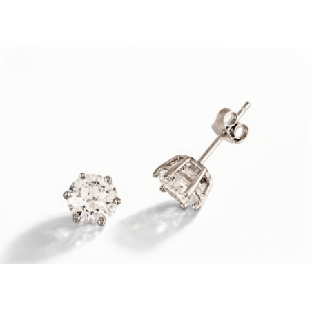 Pendientes Plata de Ley 925 con Circonita Redonda 6mm