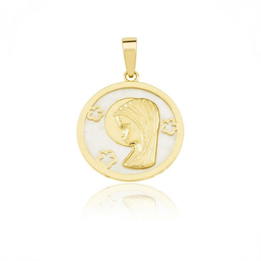 Medalla oro 18 kilates redonda virgen...