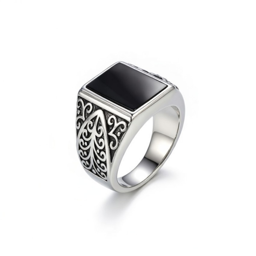 Sello Artístico Onyx Negro en Plata...