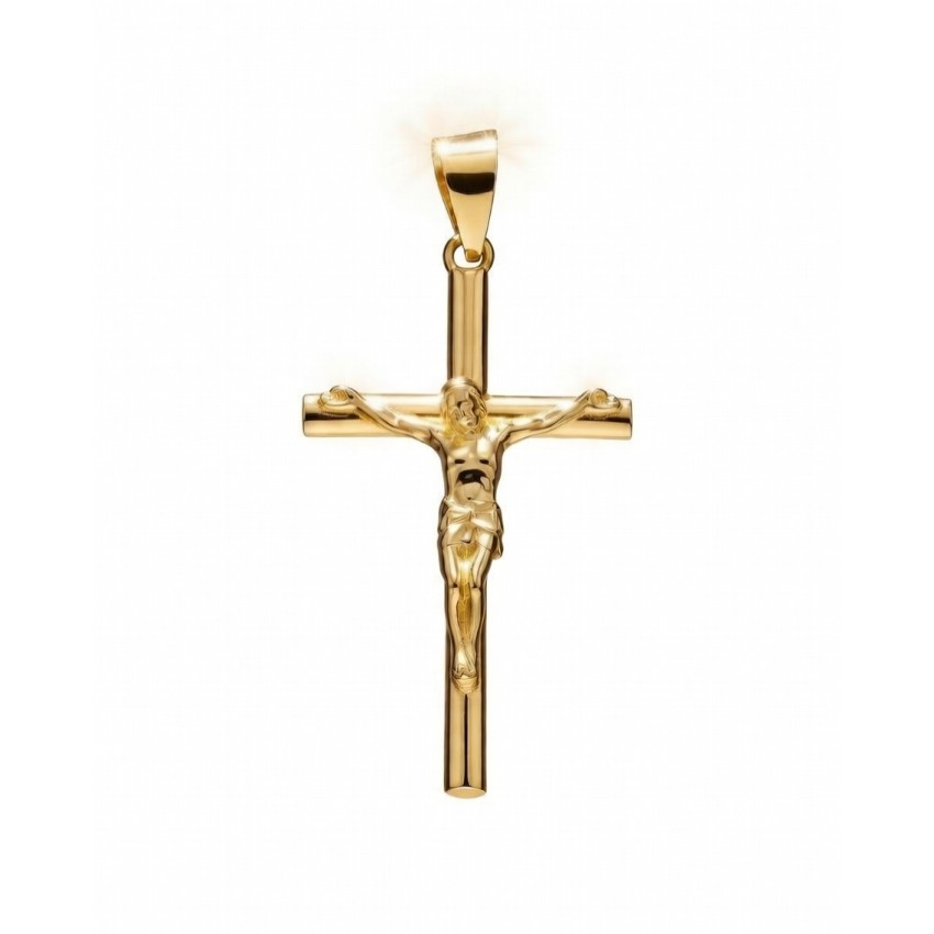 CRUZ PLATA DE LEY CHAPADA EN ORO 30x18mm