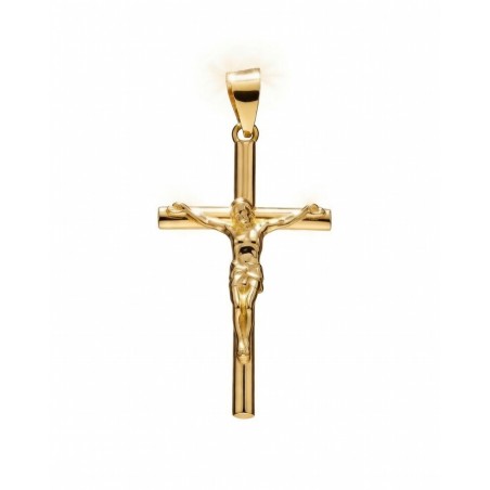 CRUZ PLATA DE LEY CHAPADA EN ORO 30x18mm