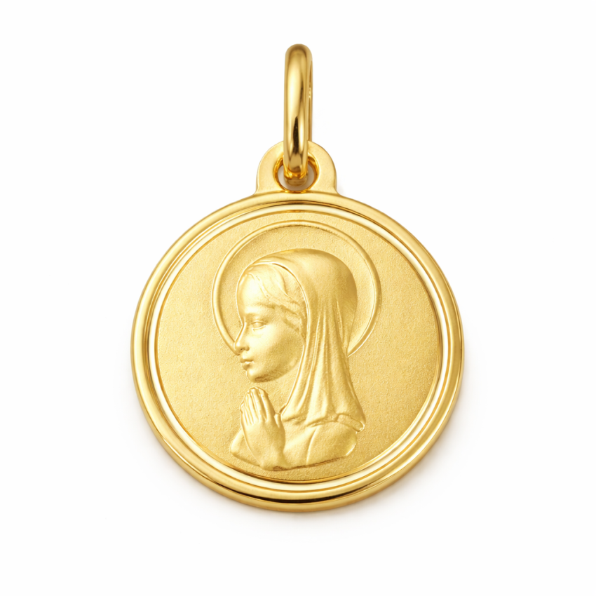 Medalla oro 18 kilates virgen niña 14mm
