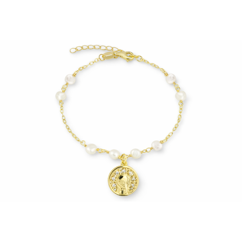 Pulsera plata de ley y perlas naturales