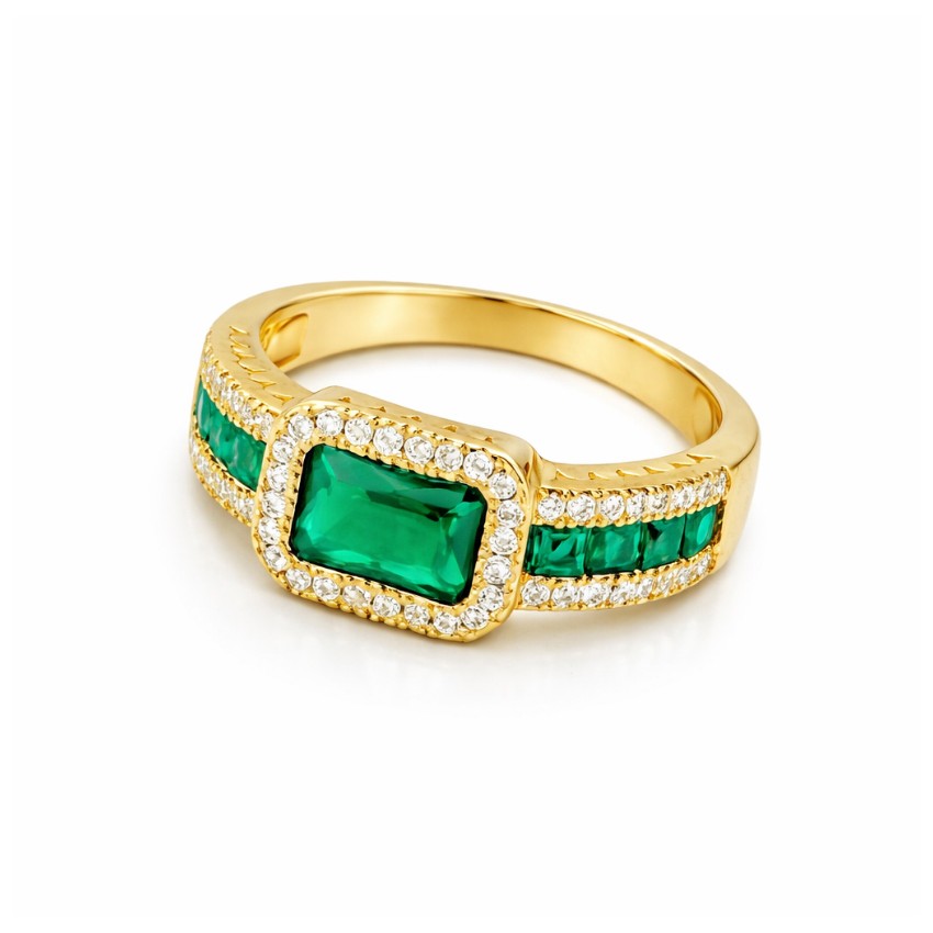 Anillo Circonita Verde Imperial Pavé...