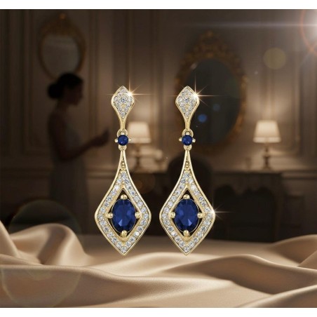 Pendientes Plata de Ley 925 con Circonita Azul Rom