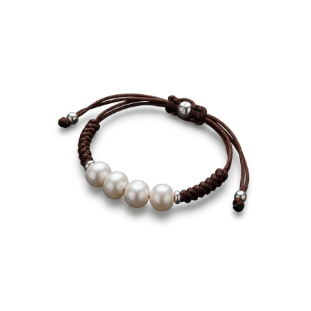Pulsera Macramé Plata de Ley con Perlas Barrocas