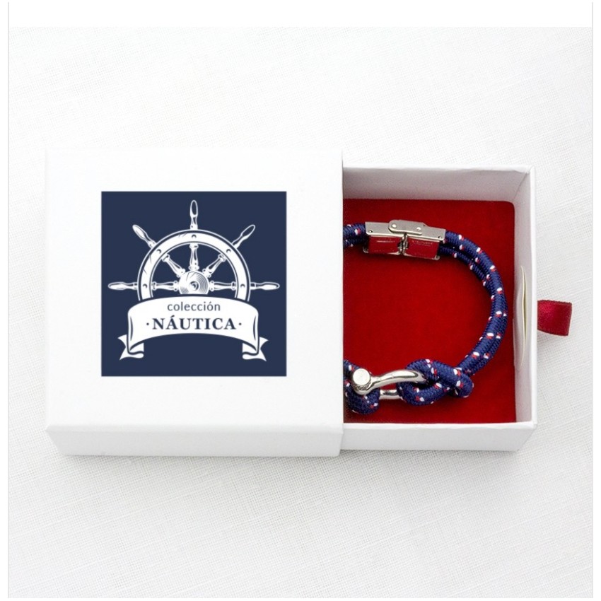 Pulsera Acero Inoxidable Cordón Azul...