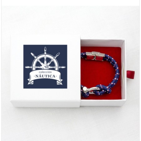 Pulsera Acero Inoxidable Cordón Azul con Dije Ancla