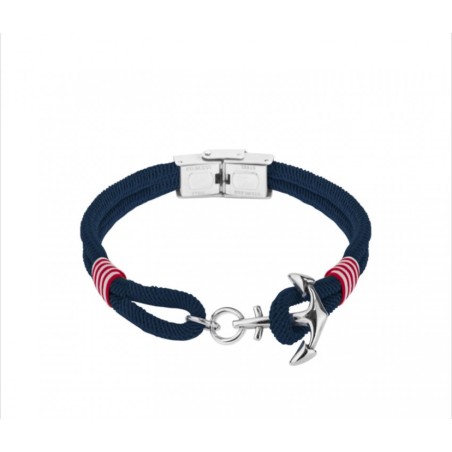 Pulsera Acero Inoxidable Cordón Azul con Dije Ancla