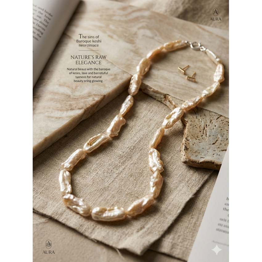 Collar Perlas Naturales Barrocas con...