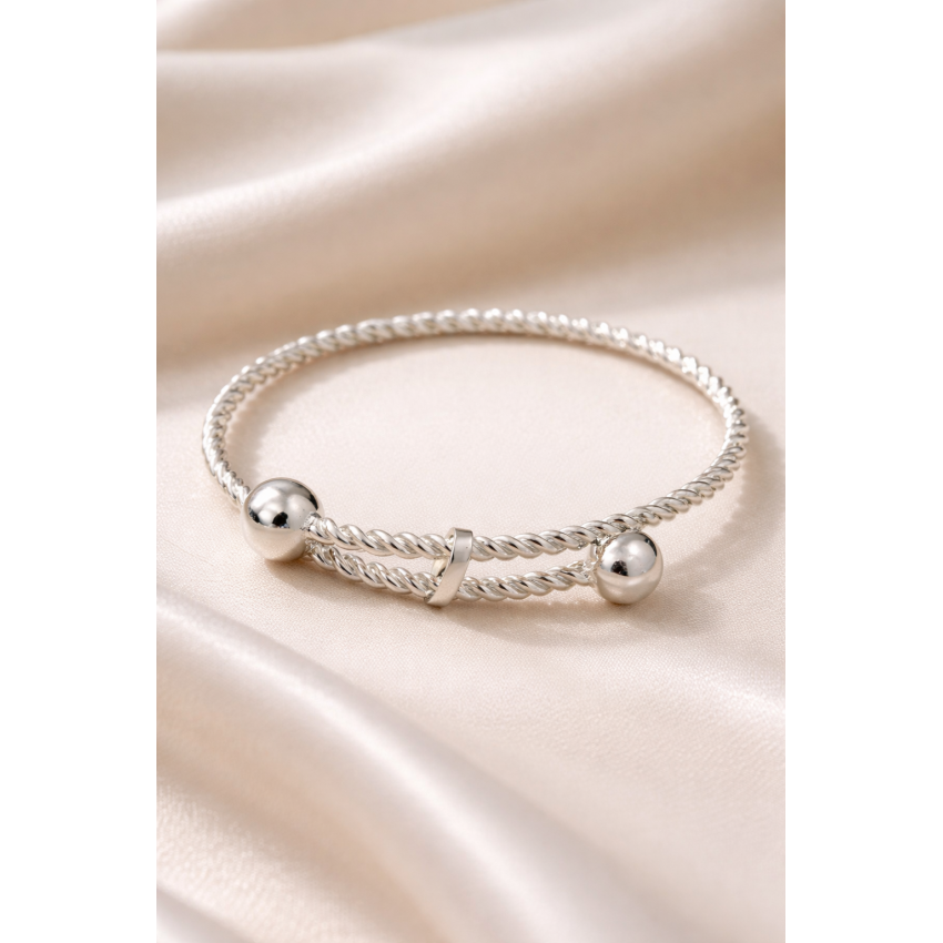 Pulsera Plata de Ley Retorcida con...