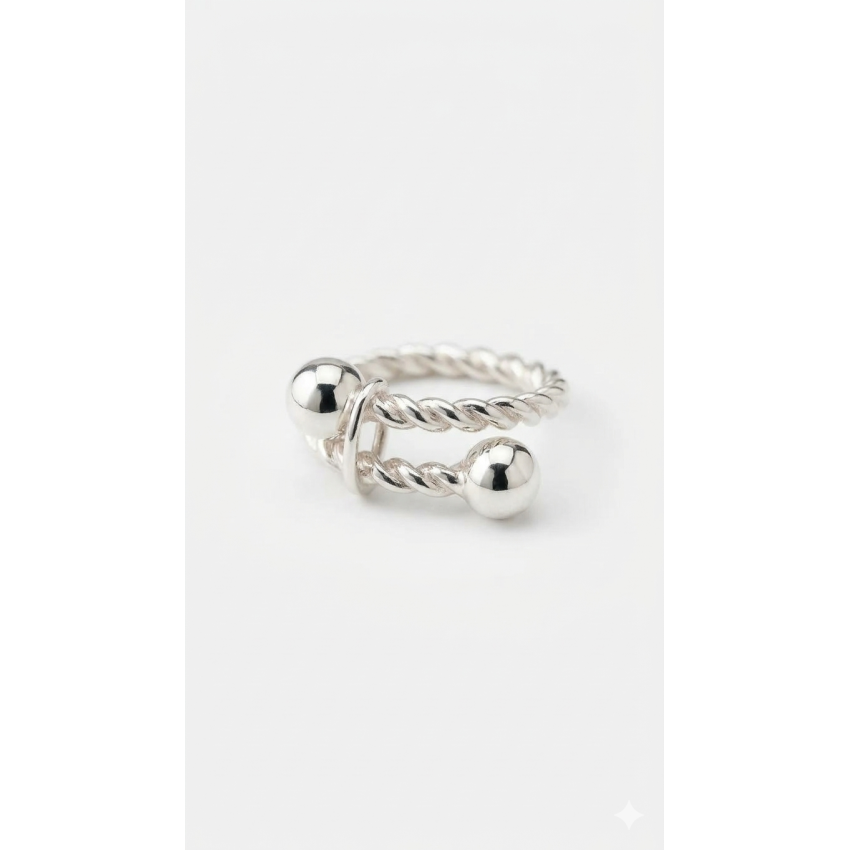 Anillo Orbital Esferas Pulidas Plata...