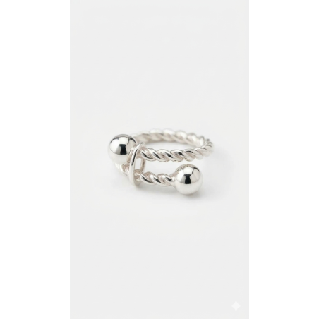 Anillo Orbital Esferas Pulidas Plata de Ley 925