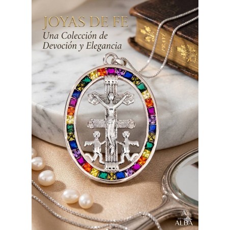 Gargantilla Cruz de Caravaca Plata 925 con Circonitas -Joya de Protección