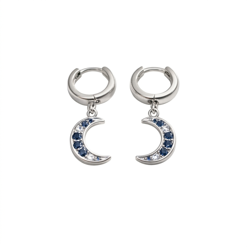 Pendientes Plataa de Ley 925 Aro Luna...