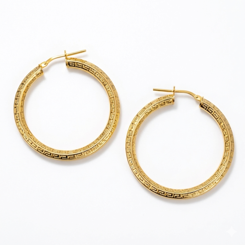 Argollas Plata de Ley 38mm Baño de Oro