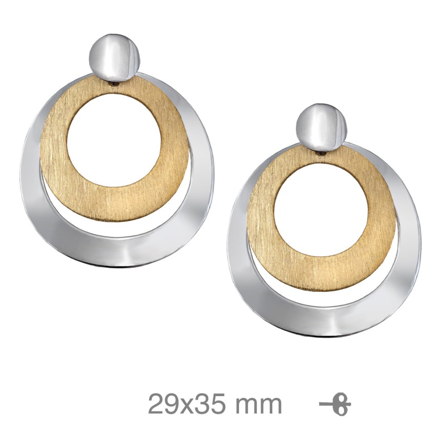 Pendientes Aro Doble Bicolor · Plata 925
