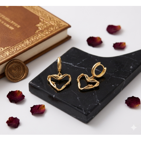 Pendientes Corazón Hilo Dorado Plata 925 Bañada en Oro