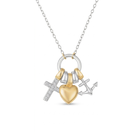 Gargantilla Plata de ley Fe, Amor y Esperanza Bicolor