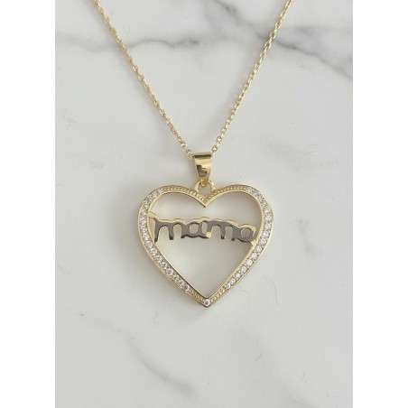 Gargantilla Corazón "Mama" con Circonitas · Plata de Ley 925 Chapada en Oro