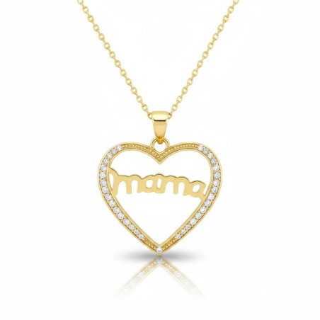 Gargantilla Corazón "Mama" con Circonitas · Plata de Ley 925 Chapada en Oro