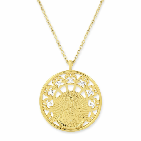 Gargantilla Medalla Virgen del Rocío 22mm Calada con Circonitas