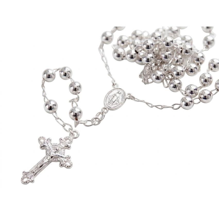 Rosario de Plata de Ley 925 Bola Lisa...