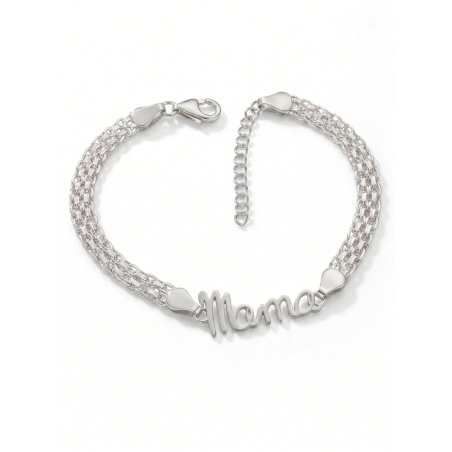 Pulsera Mama Cadena Bísmark Triple Plata de Ley 925