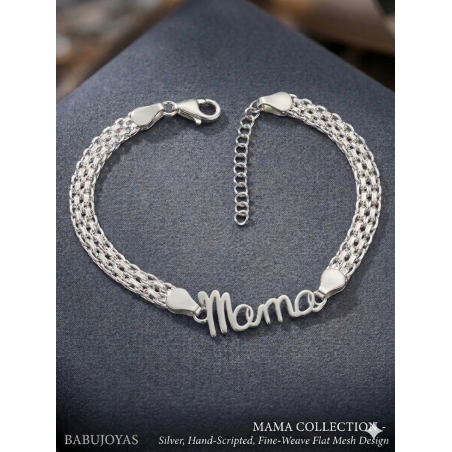 Pulsera Mama Cadena Bísmark Triple Plata de Ley 925