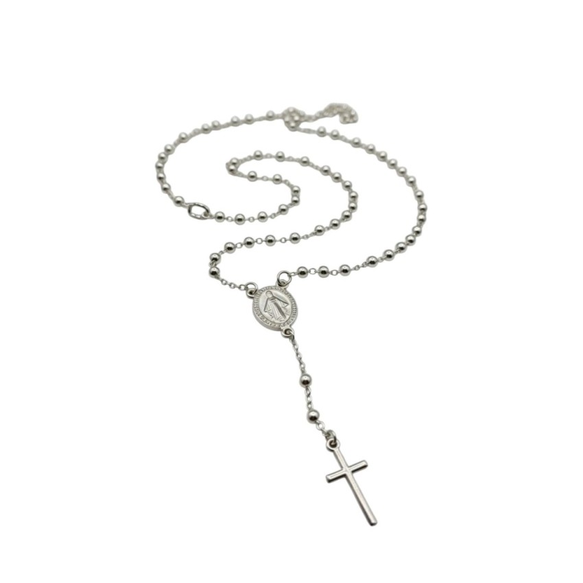 Rosario de Plata de Ley 925 Bolas 4mm...