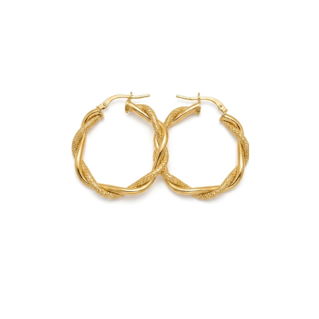 Pendientes de Aro Trenzados en Plata de Ley 925 con Baño de Oro