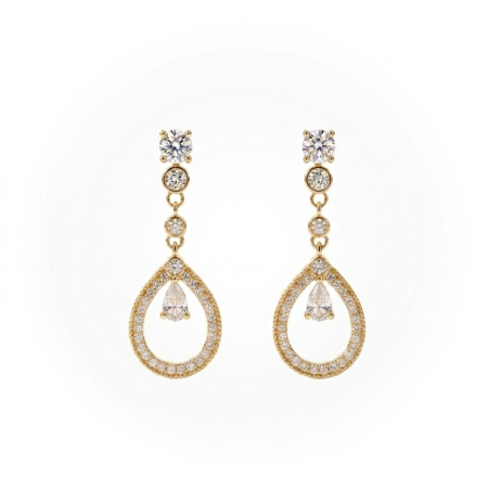 Pendientes de Plata de Ley 925 Baño de Oro con Cir