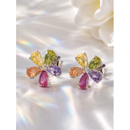 Pendientes de Plata de Ley con Gemas Multicolor Ar