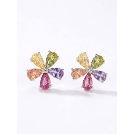 Pendientes de Plata de Ley con Gemas Multicolor Ar