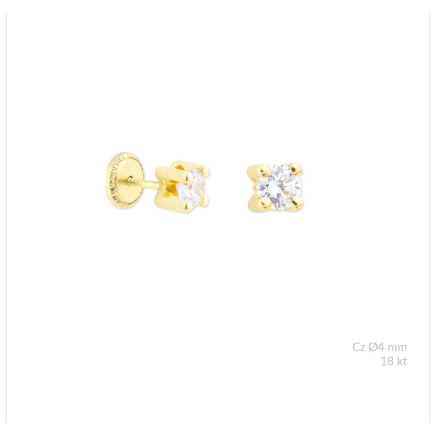 Pendientes Oro 18 Kilates Circonita 4mm