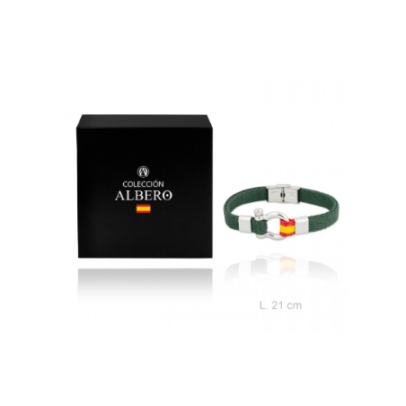 Pulsera Acero Inoxidable Verde con Tela de Algodón