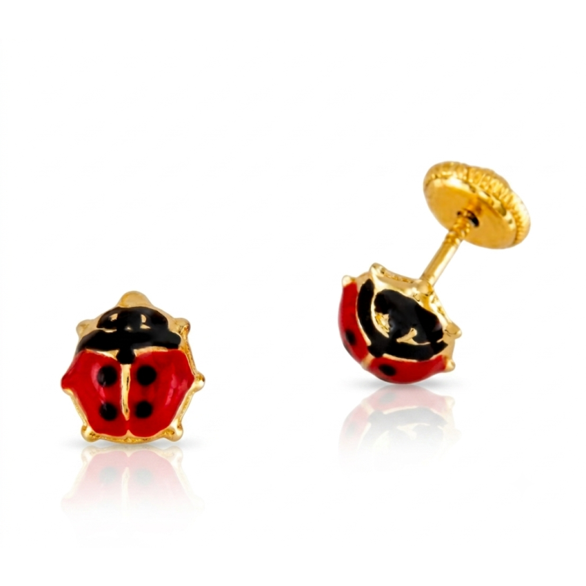 Pendientes Mariquita Esmalte Oro 18...