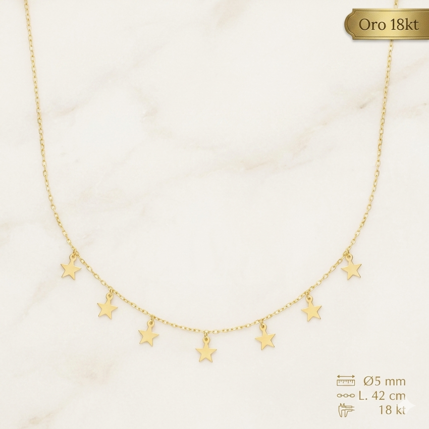 Gargantilla Oro 18 Kilates Estrellas...